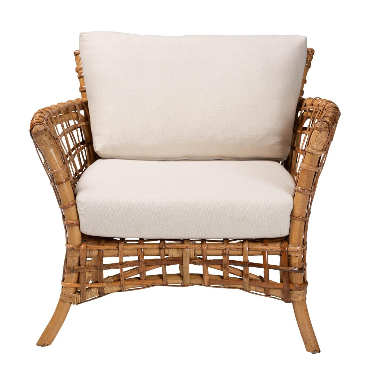 Modern European furniture - Rattan Flared Arm Lounge Chair - www.oroa.com