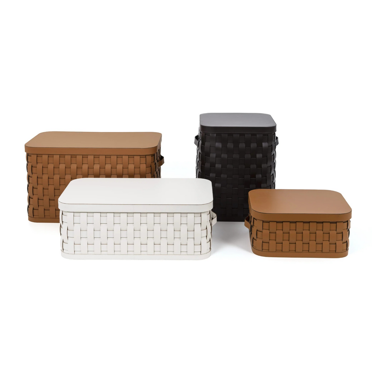 Square Woven Leather Basket L | Pinetti Demetra | OROA.com