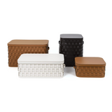 Square Woven Leather Basket L | Pinetti Demetra | OROA.com