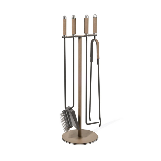 Leather Covered Fireplace Set | Pinetti | OROA.com