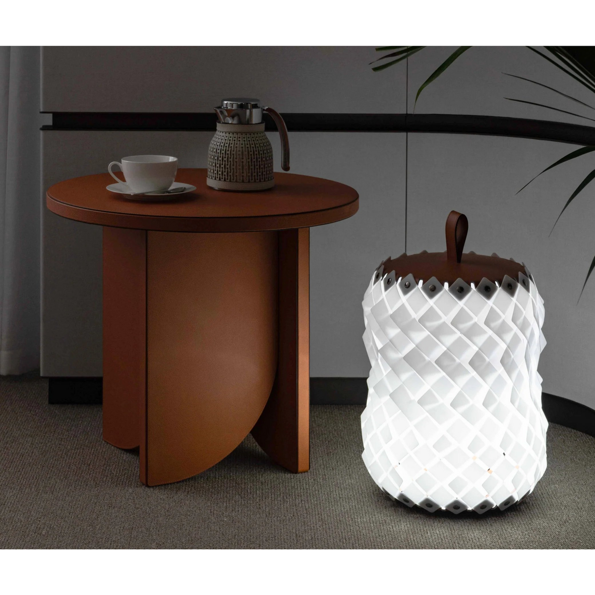 Woven Leather Floor Lantern | Pinetti Almeria | OROA.com