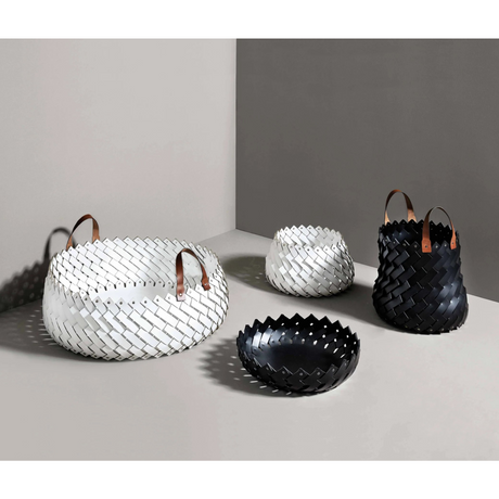 Handwoven Leather Basket | Pinetti Almeria | OROA.com