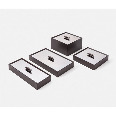 Calfskin Leather Rectangular Box | Pinetti Iside | OROA.com
