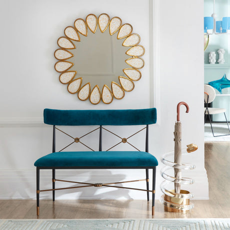 Floral Detal Velvet Dining Bench | Jonathan Adler Rider | Oroa.com