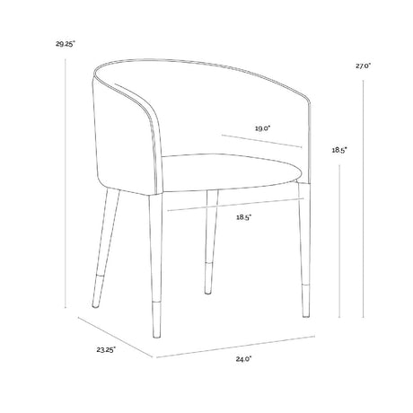 Fabric & Leather Dining Armchair by Splendido Asher Dining Chair, alternate view 15