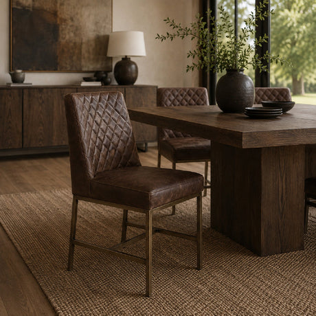 Diamond-Stitched Leather-Inspired Dining Chairs (2) by Splendido Leighland, alternate view 2