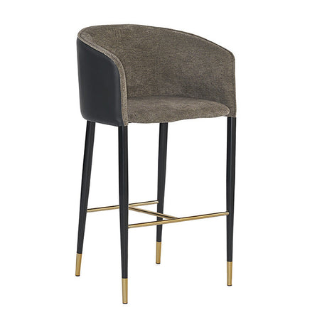 Gray Fabric & Leather Bar Stool by Splendido Asher Barstool