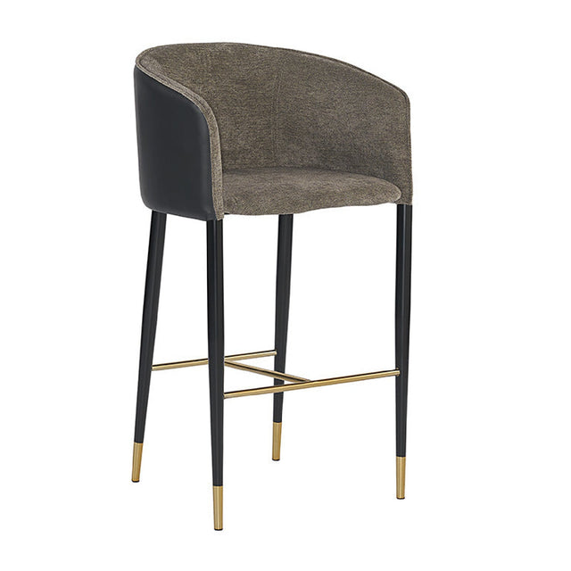 Gray Fabric & Leather Bar Stool by Splendido Asher Barstool