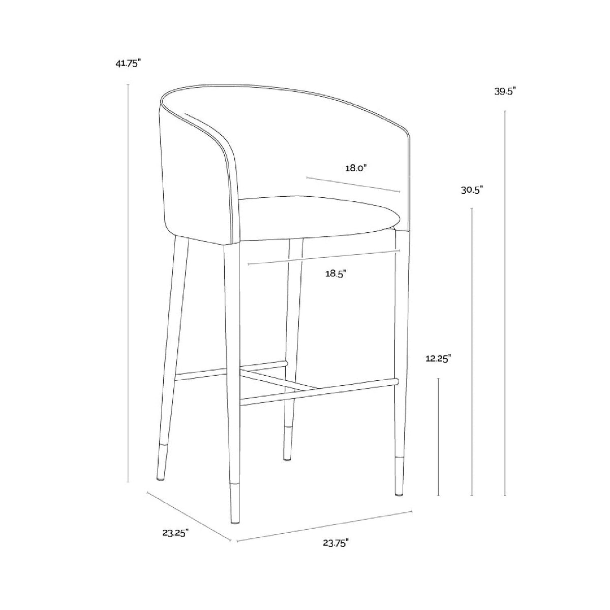 Gray Fabric & Leather Bar Stool by Splendido Asher Barstool, alternate view 7