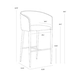 Gray Fabric & Leather Bar Stool by Splendido Asher Barstool, alternate view 7