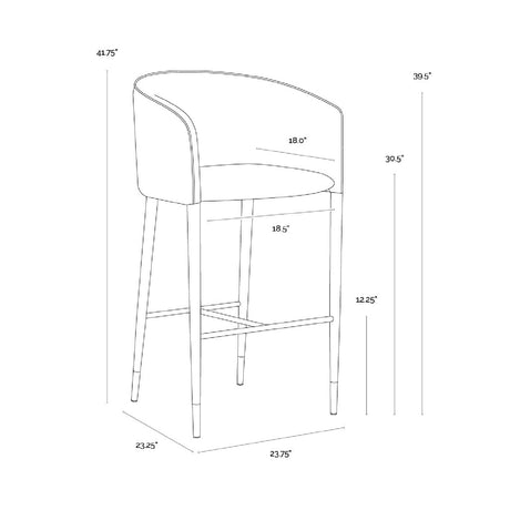 Gray Fabric & Leather Bar Stool by Splendido Asher Barstool, alternate view 7