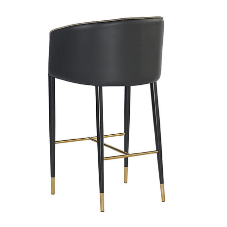 Gray Fabric & Leather Bar Stool by Splendido Asher Barstool, alternate view 4