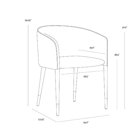 Fabric & Leather Dining Armchair by Splendido Asher Dining Chair, alternate view 25
