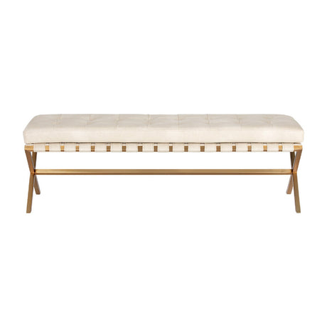 Button Tufted Leather Bench by Splendido Kenji, alternate view 3