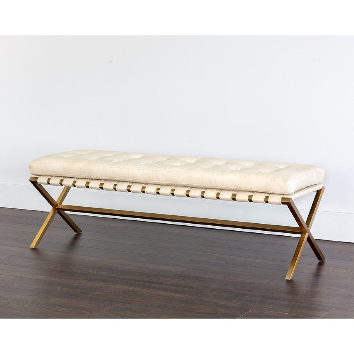 Button Tufted Leather Bench by Splendido Kenji, alternate view 7