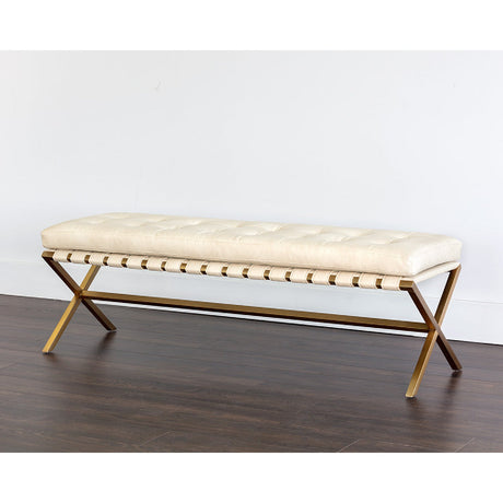 Button Tufted Leather Bench by Splendido Kenji, alternate view 7
