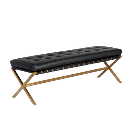 Button Tufted Leather Bench by Splendido Kenji, alternate view 9