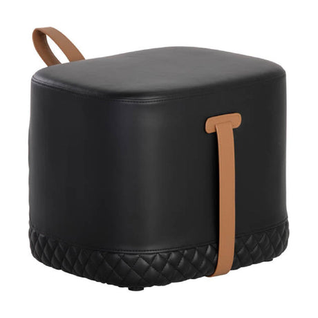 Black Leather-Inspired Ottoman by Splendido Axio
