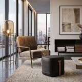Black Leather-Inspired Ottoman by Splendido Axio, alternate view 2