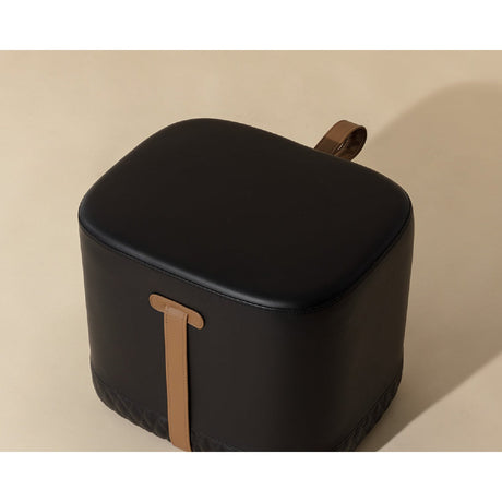 Black Leather-Inspired Ottoman by Splendido Axio, alternate view 6