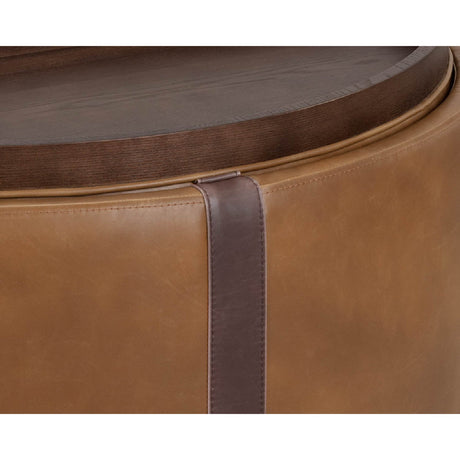 Round Leather Wheeled Storage Ottoman by Splendido Borelli, alternate view 21