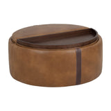Round Leather Wheeled Storage Ottoman by Splendido Borelli, alternate view 14