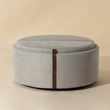 Round Leather Wheeled Storage Ottoman by Splendido Borelli, alternate view 3
