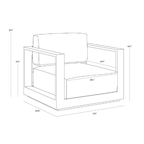Aluminum Framed Outdoor Lounge Armchair by Splendido Tavira Outdoor Lounge Chair, alternate view 22