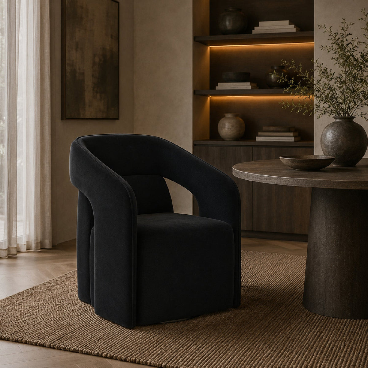 Fabric Upholstered Wheel Dining Armchair by Splendido Kendrick Dining Chair, alternate view 13