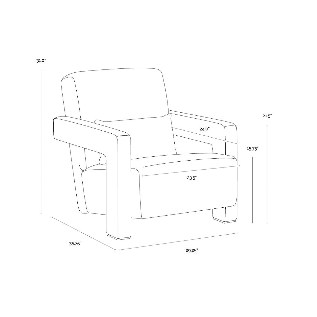 Modern Fabric Lounge Chair by Splendido Forester Accent Chair, alternate view 5