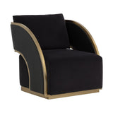 Black Leather Swivel Lounge Chair by Splendido Baz Accent Chair
