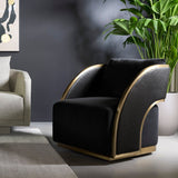 Black Leather Swivel Lounge Chair by Splendido Baz Accent Chair, alternate view 2