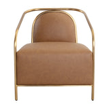Gold Framed Leather Lounge Chair by Splendido Carter Accent Chair, alternate view 3
