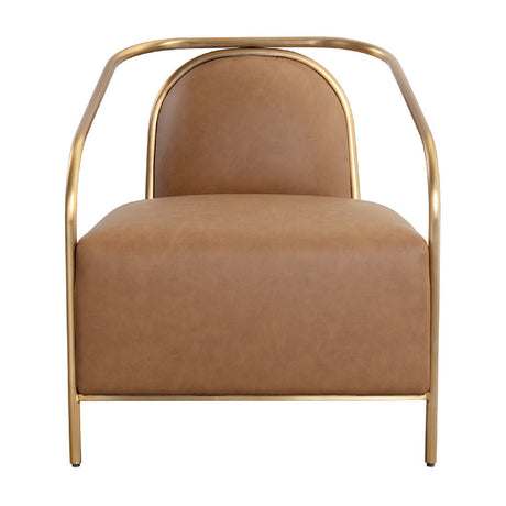 Gold Framed Leather Lounge Chair by Splendido Carter Accent Chair, alternate view 3