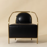 Gold Framed Leather Lounge Chair by Splendido Carter Accent Chair, alternate view 8