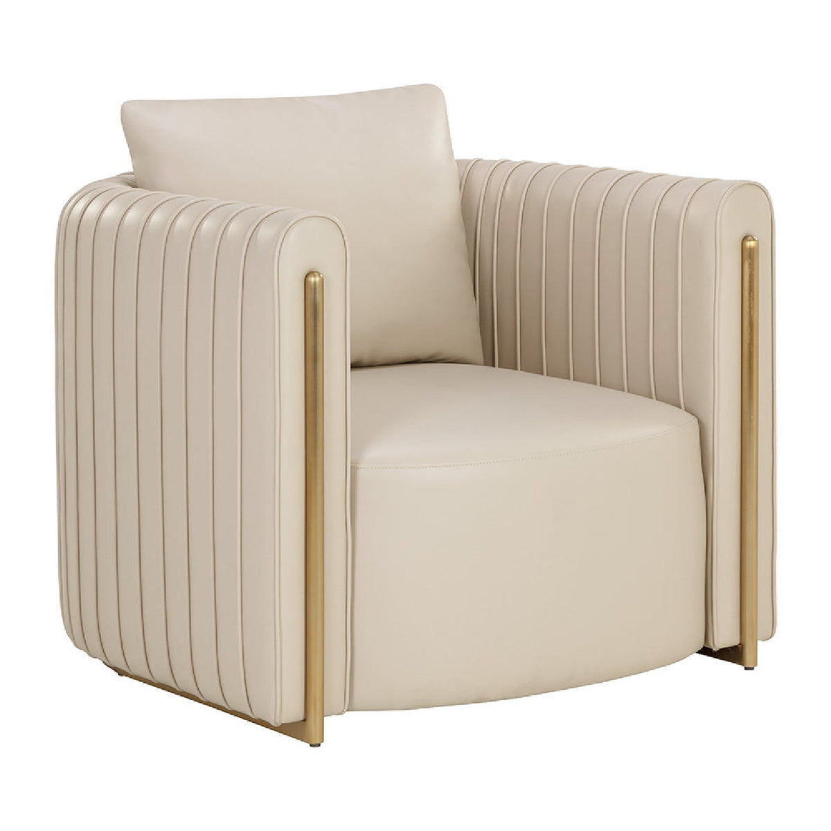 Leather Channel-Piped Lounge Chair by Splendido Alix Accent Chair
