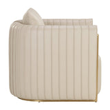 Leather Channel-Piped Lounge Chair by Splendido Alix Accent Chair, alternate view 4