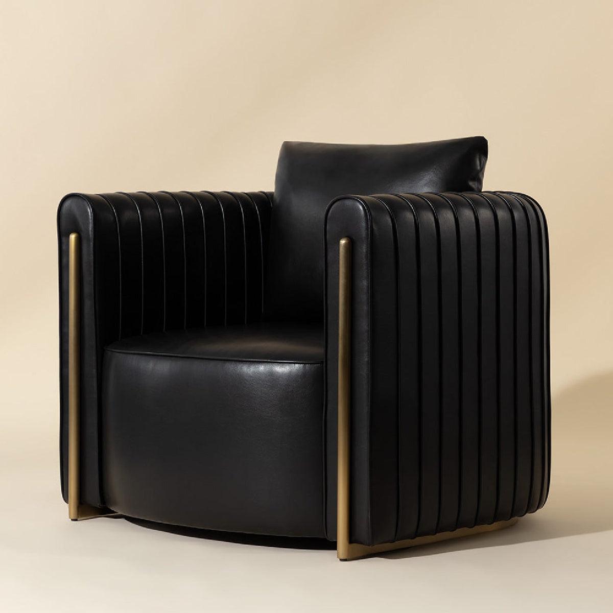Leather Channel-Piped Lounge Chair by Splendido Alix Accent Chair, alternate view 16
