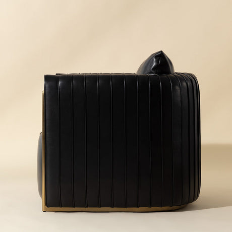Leather Channel-Piped Lounge Chair by Splendido Alix Accent Chair, alternate view 17
