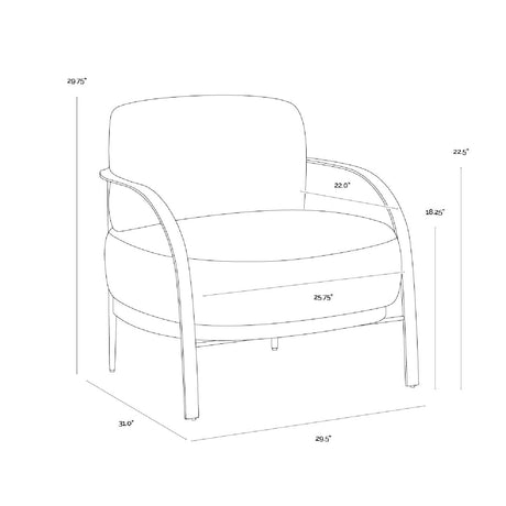 Gold Framed Fabric Lounge Chair by Splendido Daphne Accent Chair, alternate view 9
