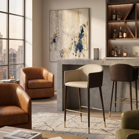 Cream Leather Bar Stool by Splendido Kylin Barstool, alternate view 2