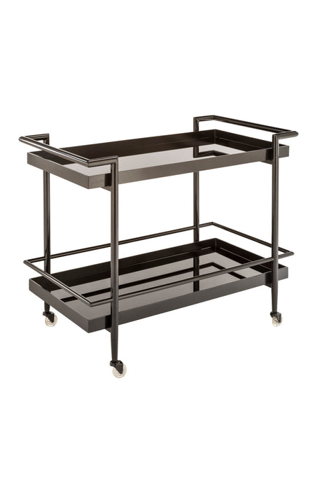 Black Glass Shelves Bar Cart by Splendido Livingston Trolley, alternate view 8