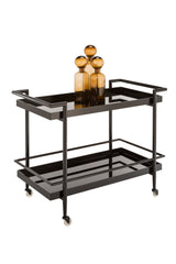 Black Glass Shelves Bar Cart by Splendido Livingston Trolley, alternate view 10