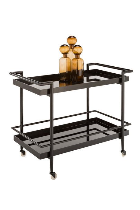 Black Glass Shelves Bar Cart by Splendido Livingston Trolley, alternate view 10