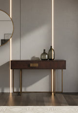 Brown Wooden 2-Drawer Console Table by Splendido Jade, alternate view 2