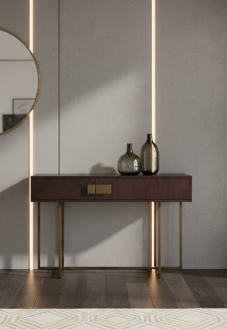 Brown Wooden 2-Drawer Console Table by Splendido Jade, alternate view 2