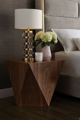Geometrical Walnut End Table by Splendido Timmons Side Table, alternate view 9