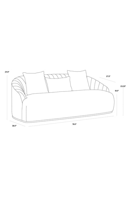 Channel-Tufted Velvet Sofa by Splendido Astrid, alternate view 5