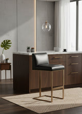 Black Leather Cantilevered Bar Stool by Splendido Dean Barstool, alternate view 2