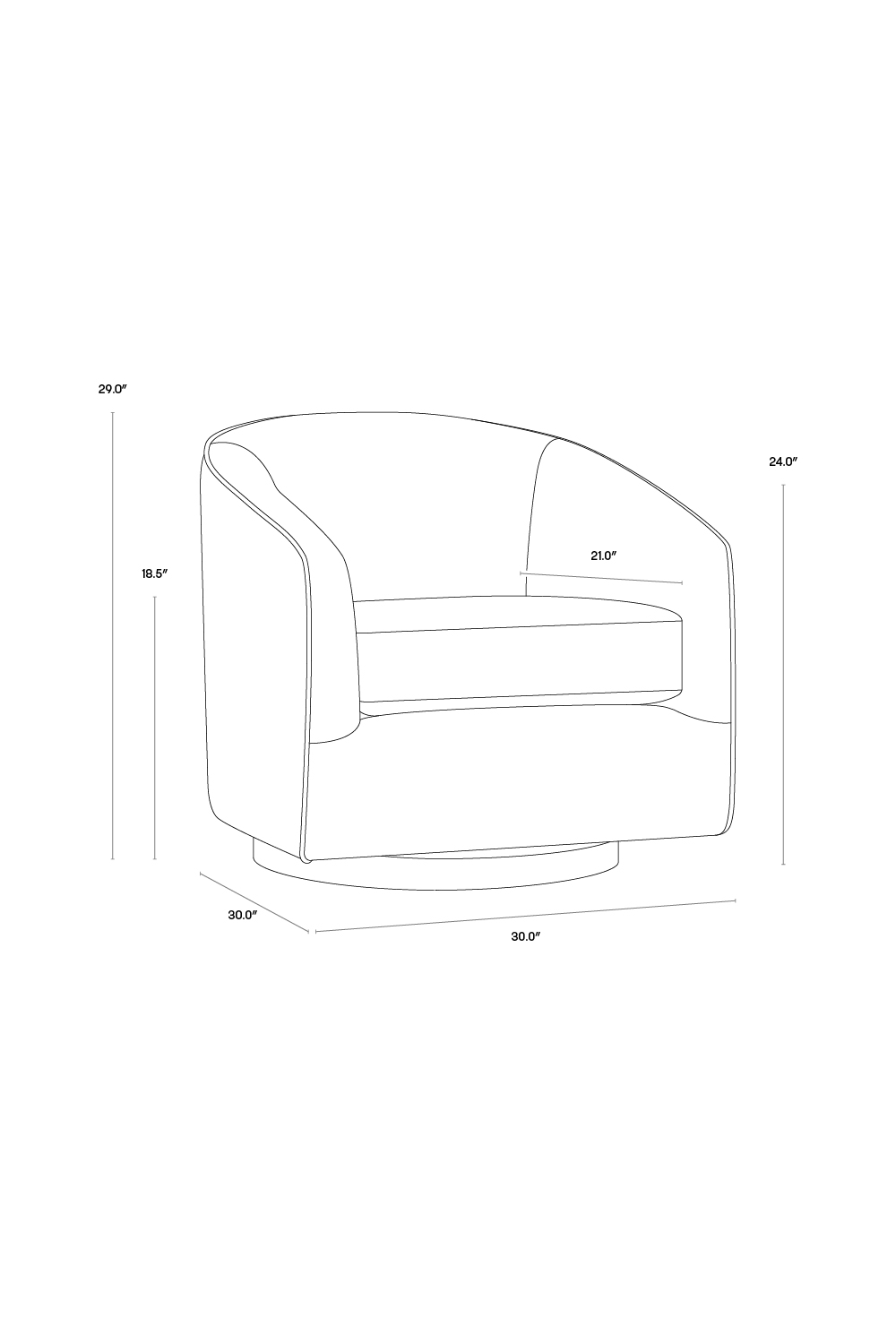 Curved Swivel Lounge Chair by Splendido Hazel Accent Chair, alternate view 22
